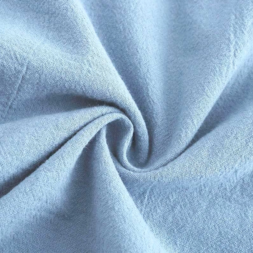 Gray meditation cotton loungewear set flat lay showing construction quality