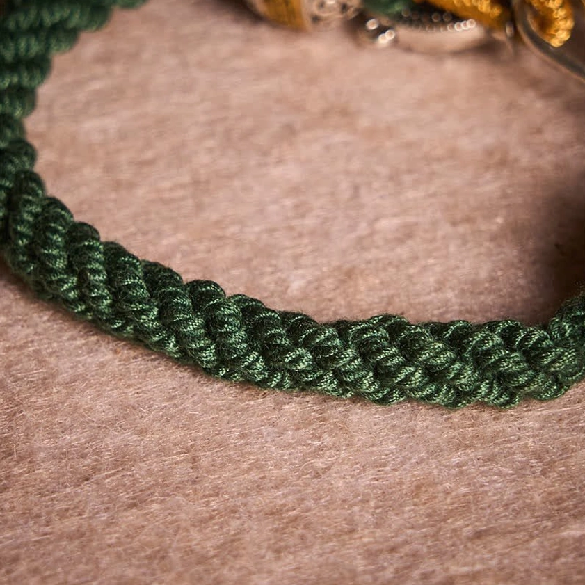 Green Rope Buddhist String Bracelet Adjustable Closure and Sizing