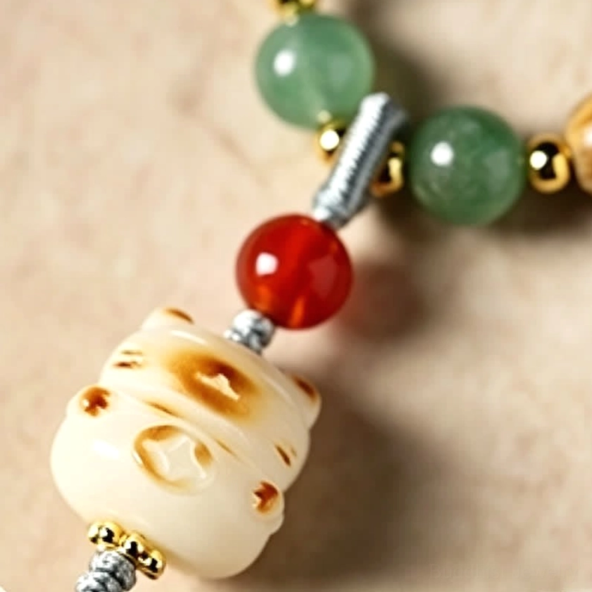 Green sandalwood mala meditation bracelet packaged presentation ready for spiritual practice or gifting