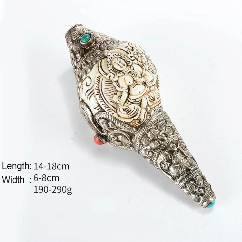 Green Tara Buddha shankha conch shell with compassion and protection symbolism