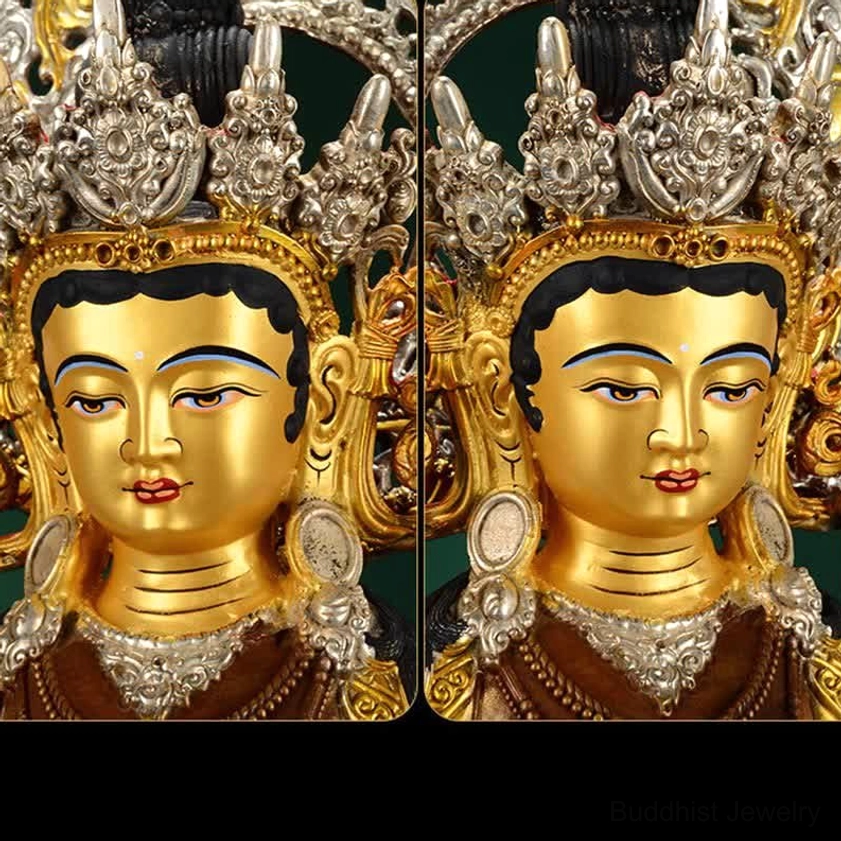 Green Tara handcrafted Buddhist statue base and lotus throne pedestal with traditional carved patterns