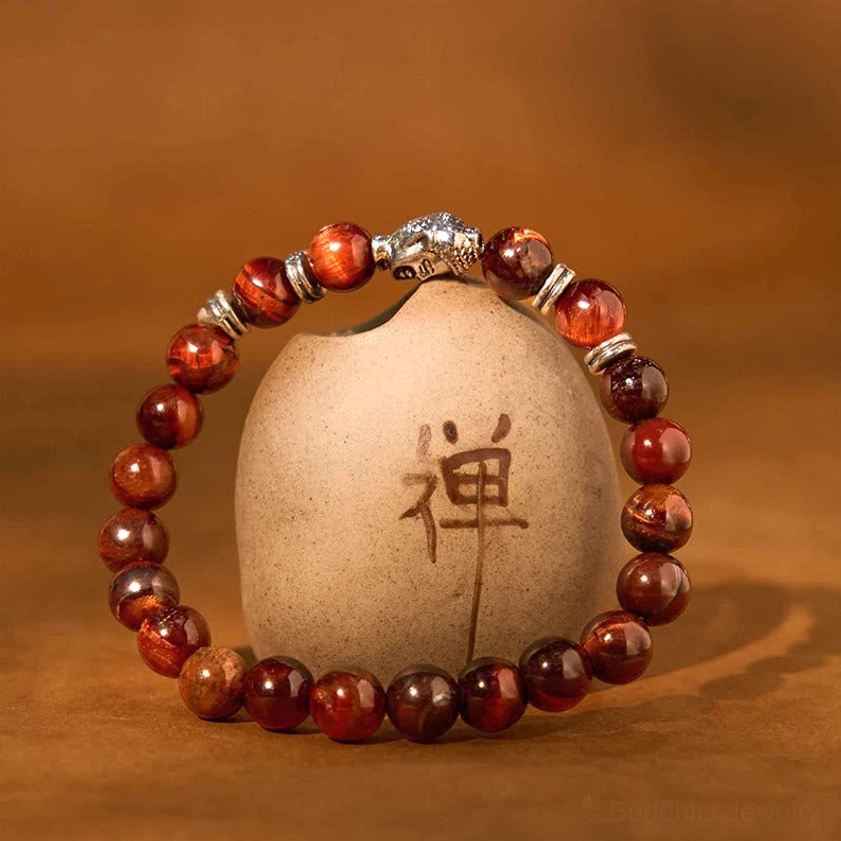Green tiger eye Buddha bracelet self-love - emotional healing stone jewelry