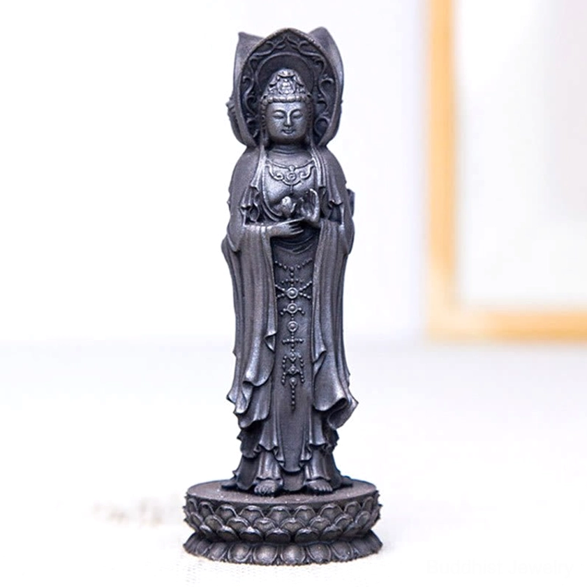 Avalokitesvara resin statue collection piece showing authentic Buddhist artisan quality