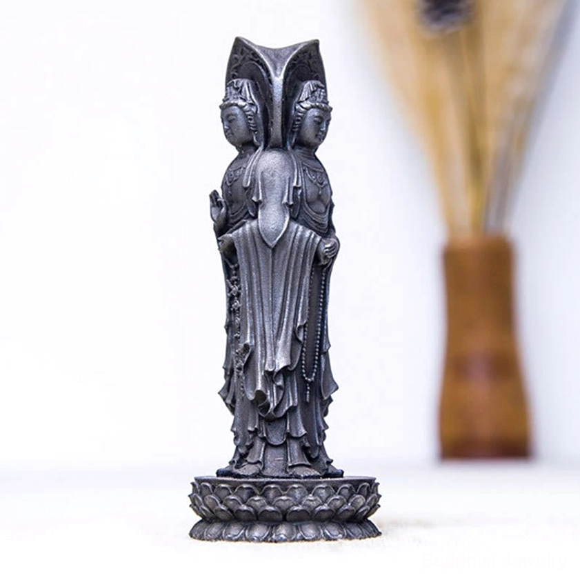 Avalokitesvara resin statue office desk placement for career success and professional guidance