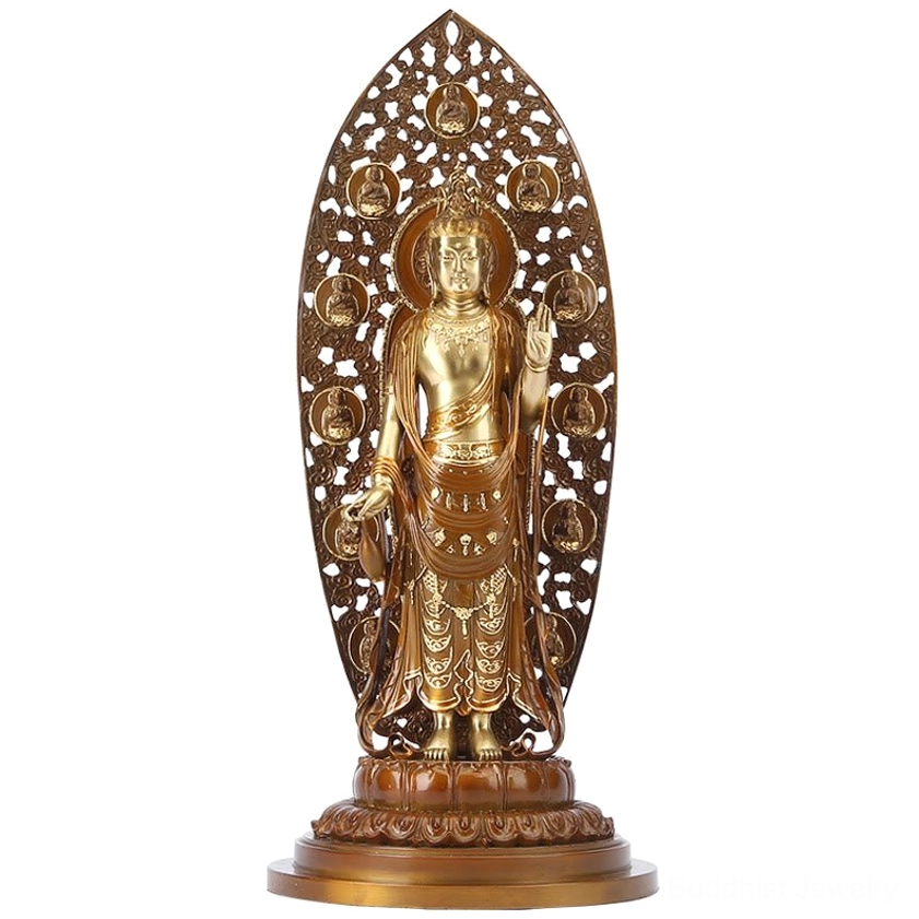 Avalokitesvara Guanyin complete statue artistic view - full composition showing craftsmanship and spiritual presence for home altar