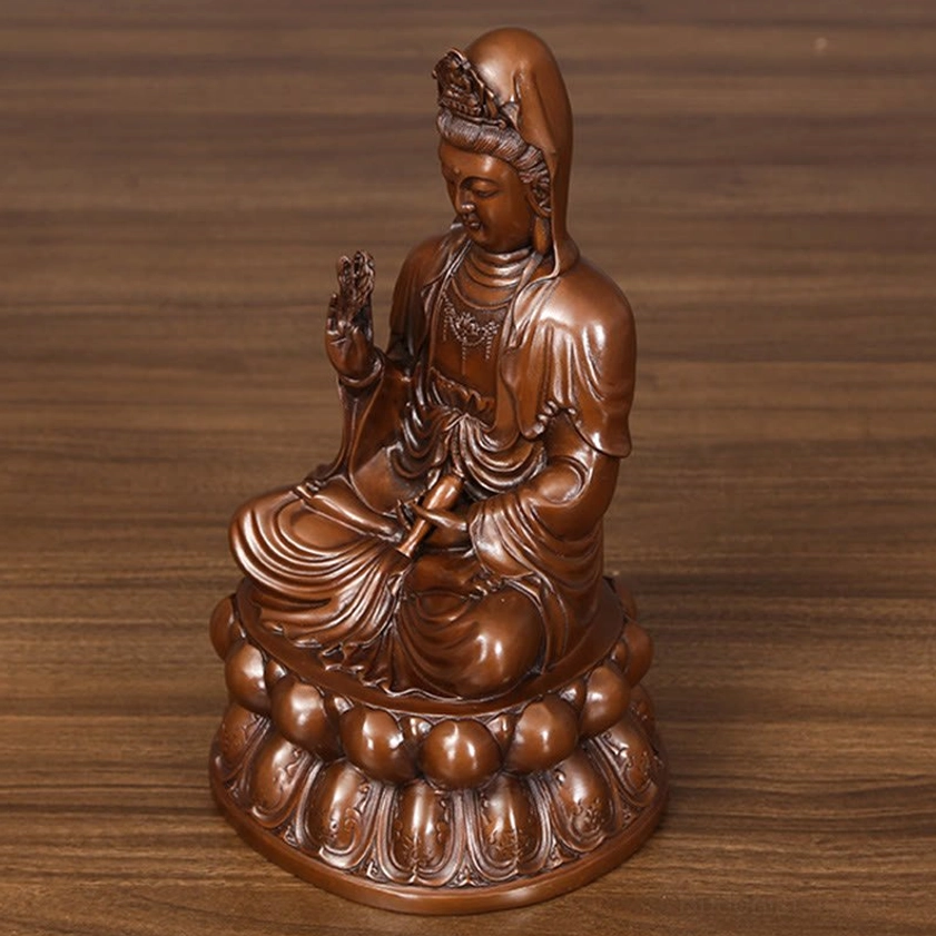 Multiple Avalokitesvara Guanyin copper statues collection showing variety of sizes available for purchase