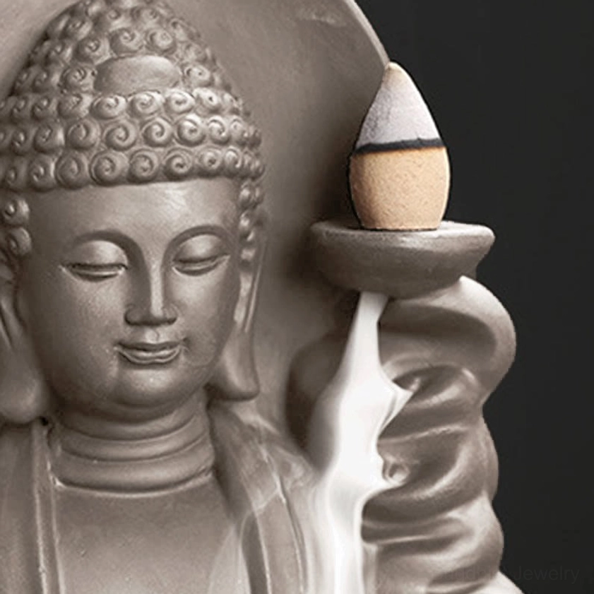 Buddhist Guanyin incense burner with backflow technology for meditation and spiritual practice