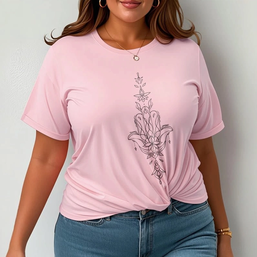 Hamsa lotus flower Buddhist t-shirt back view flat lay showing clean design and premium cotton construction