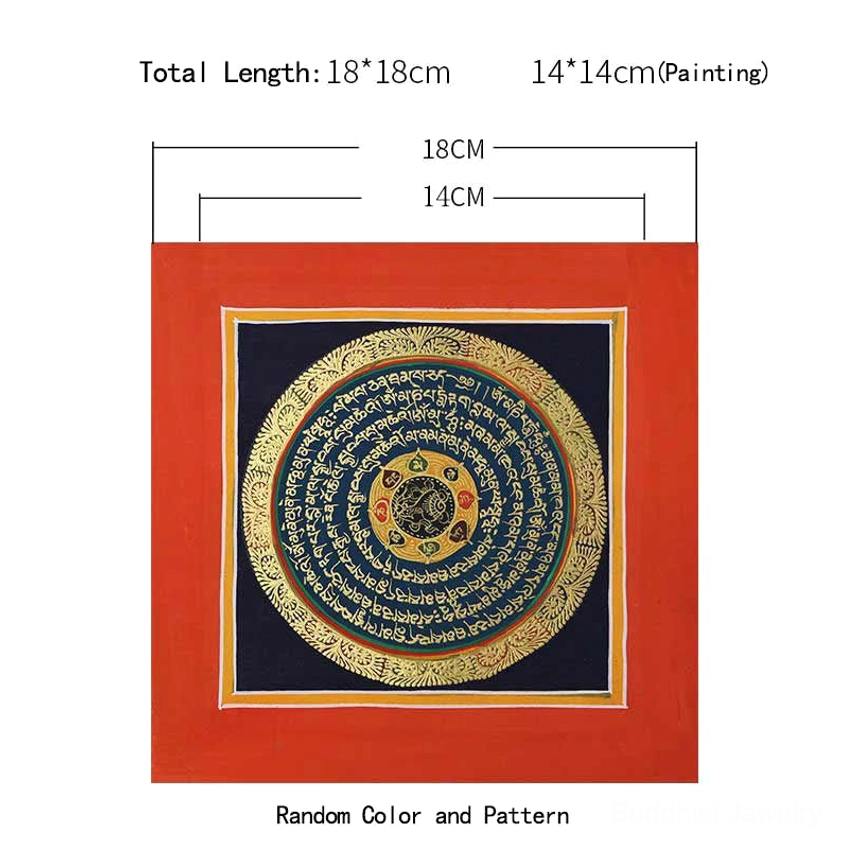 Hand-painted mandala thangka scroll displaying vibrant colors and intricate geometric patterns – authentic Buddhist spiritual artifact
