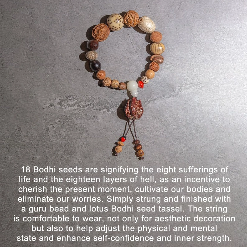 Buddhist prayer mala with bodhi seeds handcrafted with premium cord for spiritual meditation and mindfulness practice