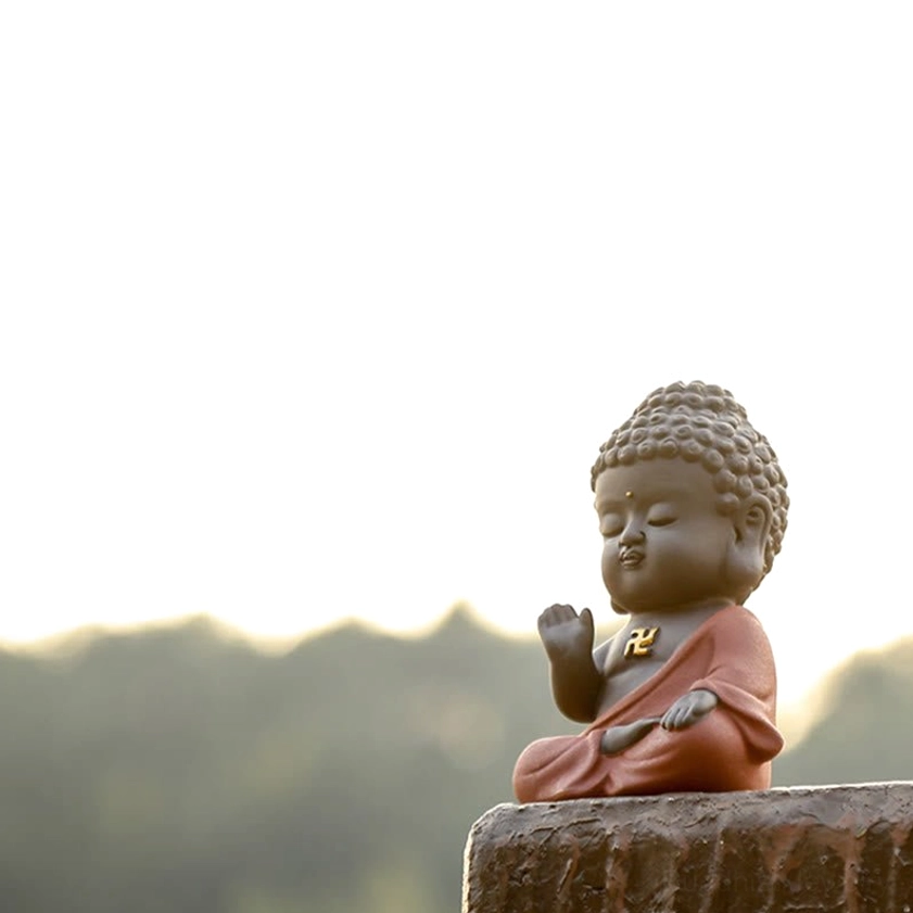 Natural purple clay Buddha figurine showing authentic artisanal craftsmanship, matte texture with serene expression for spiritual home decor