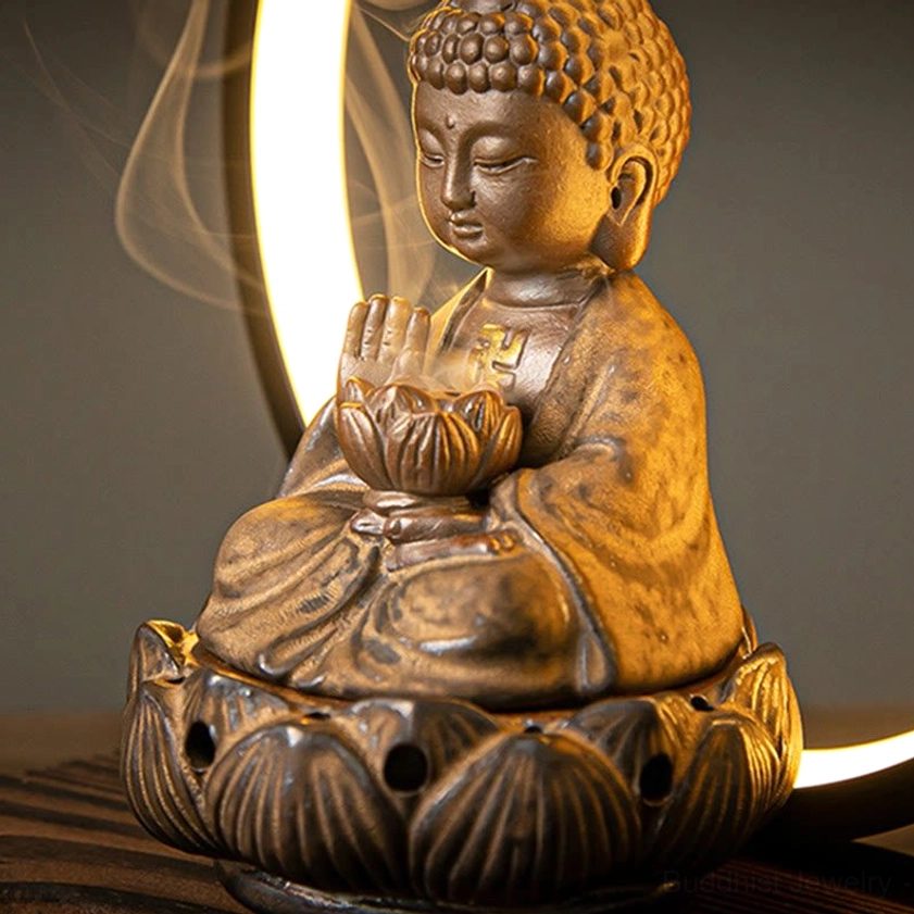 Handcrafted ceramic Buddhist incense burner showing traditional craftsmanship and natural material quality