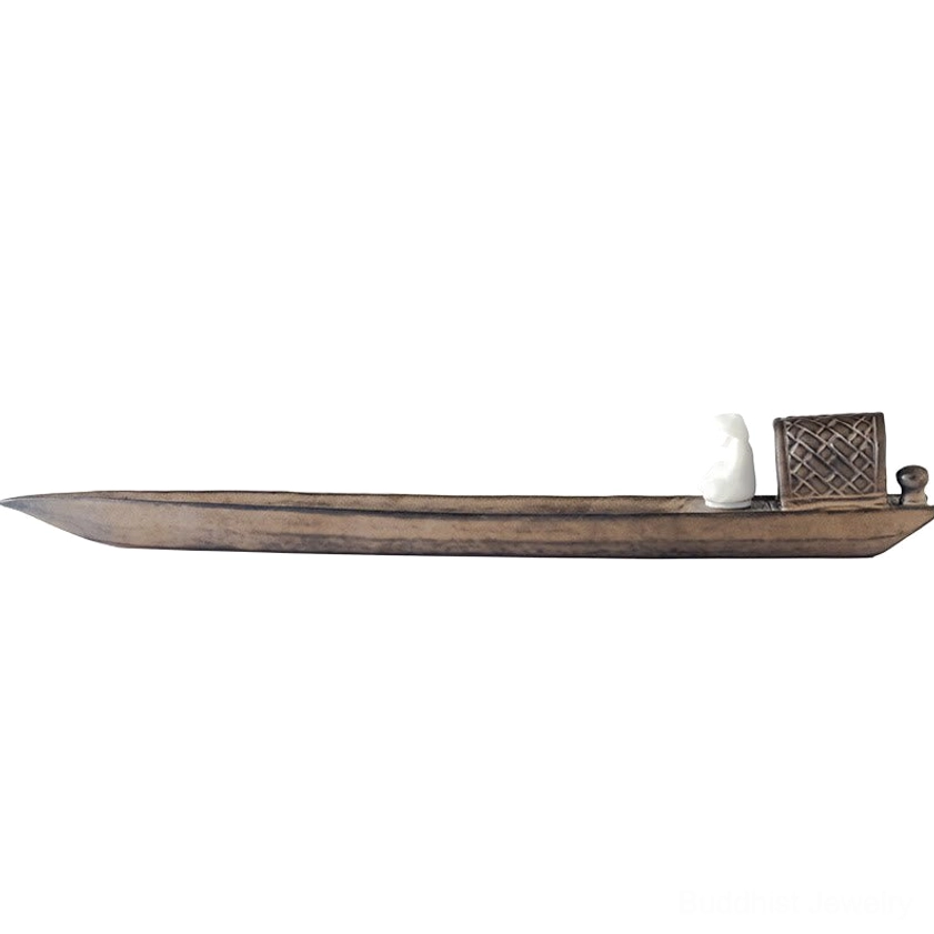 Artistic showcase of brown ceramic Buddhist incense burner reflecting craftsmanship and spiritual design