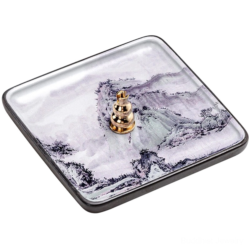 Handcrafted ceramic incense burner showcasing traditional Buddhist artistic design and natural glaze finish
