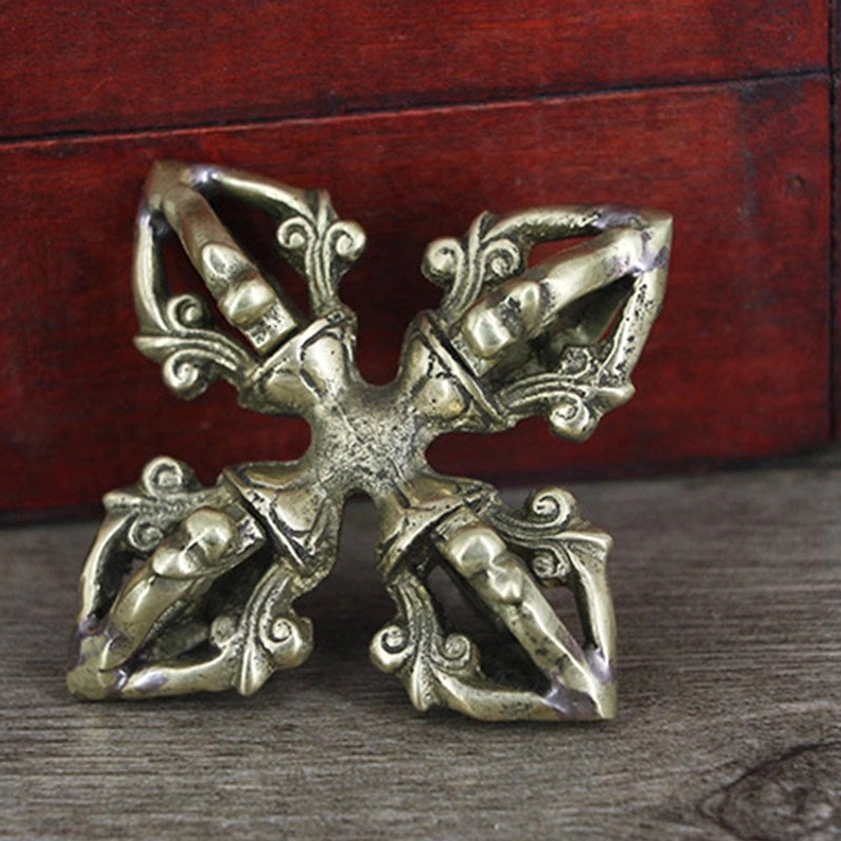 Handmade copper vajra dorje full length view perfect for meditation and Buddhist spiritual practice