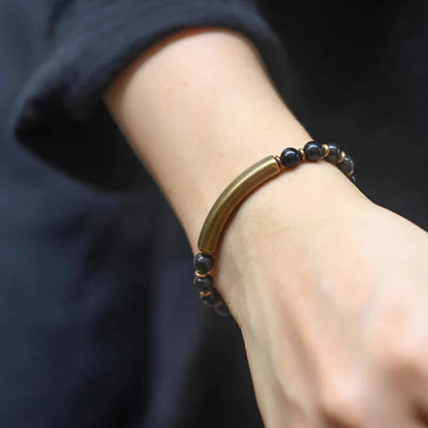 Handcrafted couple bracelet with copper and natural crystals - unique pieces for spiritual partners