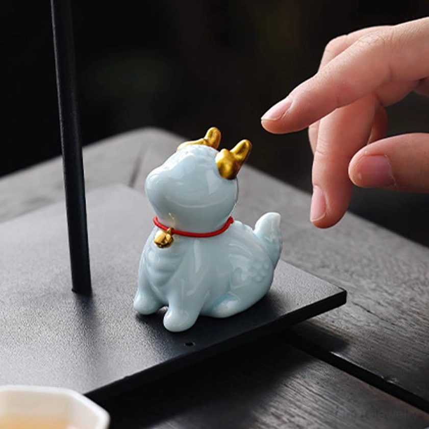 Handcrafted ceramic dragon bell incense burner showing artisanal quality and finish details