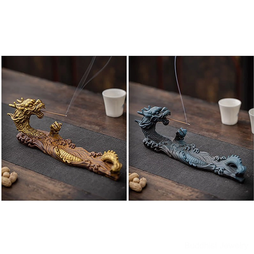Handcrafted ceramic dragon incense holder with protective symbolism for yoga and mindfulness practice