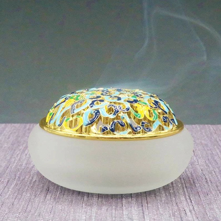 Handcrafted lotus crystal incense burner artisan detail showing craftsmanship and quality