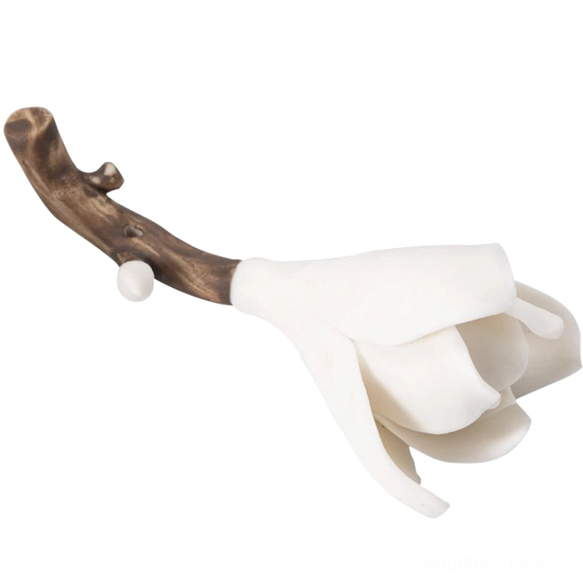 Handcrafted ceramic magnolia incense holder showcasing natural materials and eco-friendly Buddhist mindfulness decor