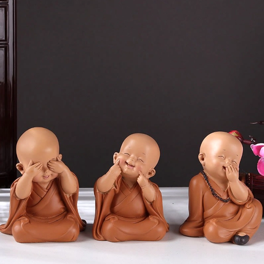 Handcrafted meditation monk resin figurine collection for mindfulness, Buddhist spiritual home decoration