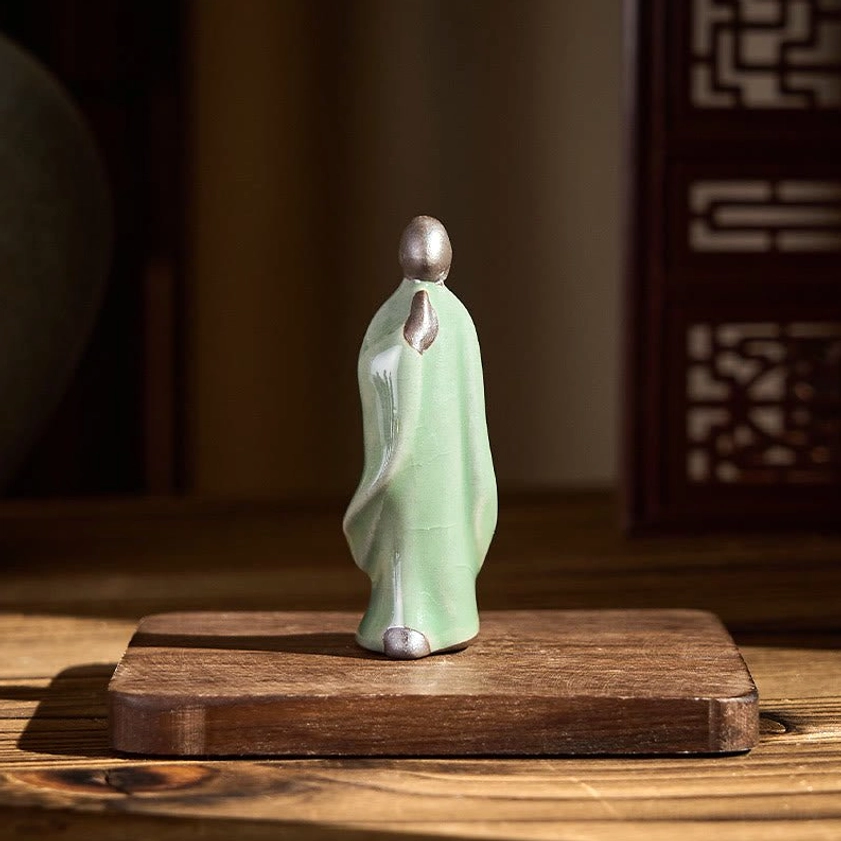 Handcrafted ceramic meditation monk authentic spiritual gift collectible piece
