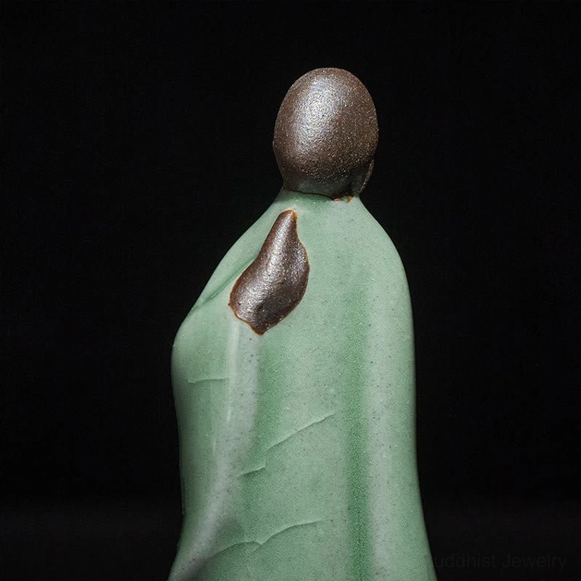 Handcrafted monk ceramic statue spiritual practice meditation focus aid