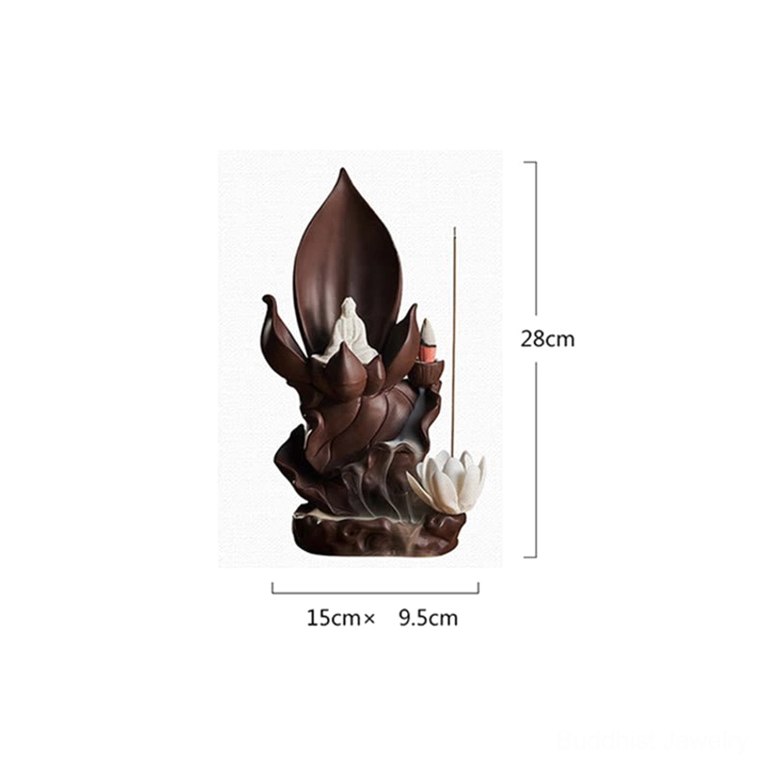 Premium handcrafted purple clay Buddha incense burner with traditional Buddhist design elements