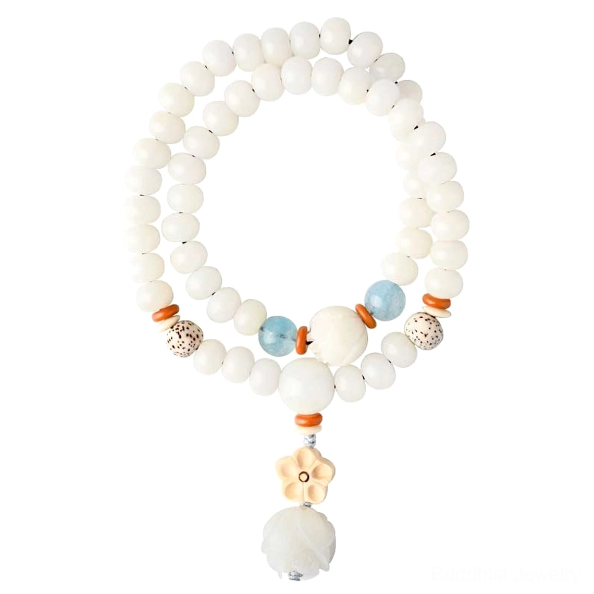 Handmade bodhi seed bracelet showing natural material texture and spiritual craftsmanship