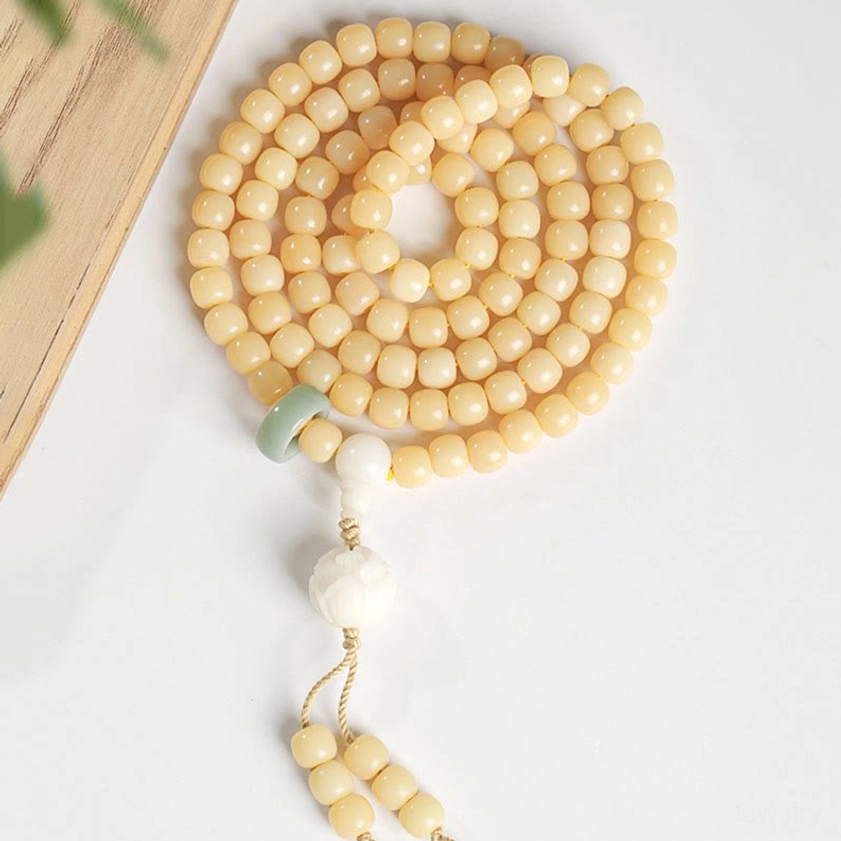 Handmade Bodhi Seed Prayer Beads artisan craftsmanship detail showing bead quality