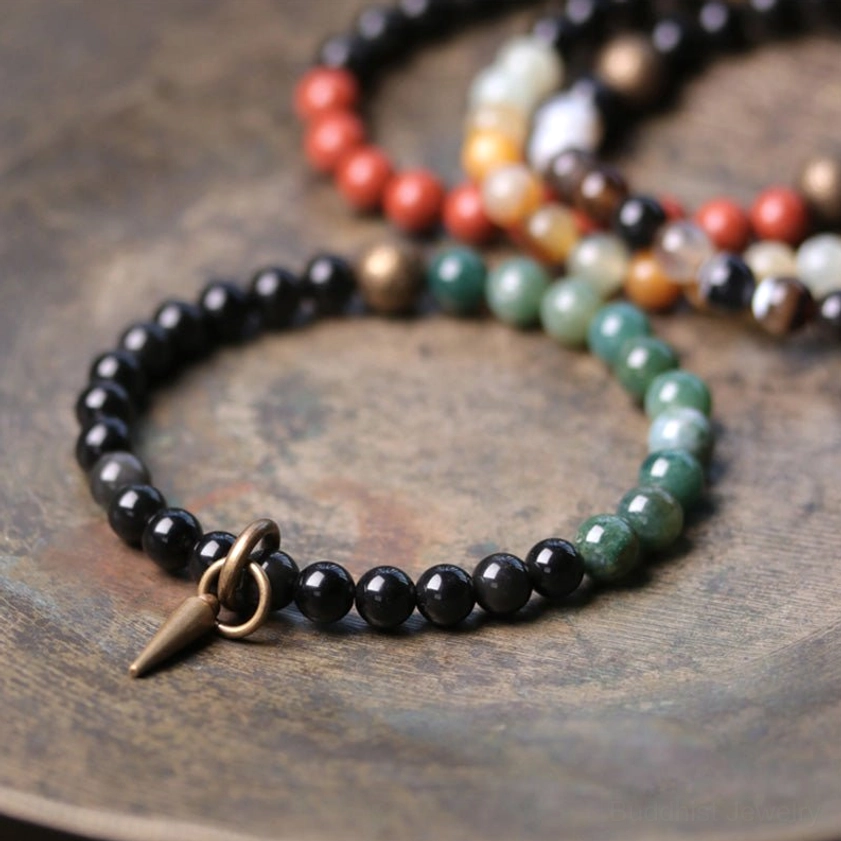 Buddhist healing crystal couples bracelet showcasing natural stone quality and craftsmanship