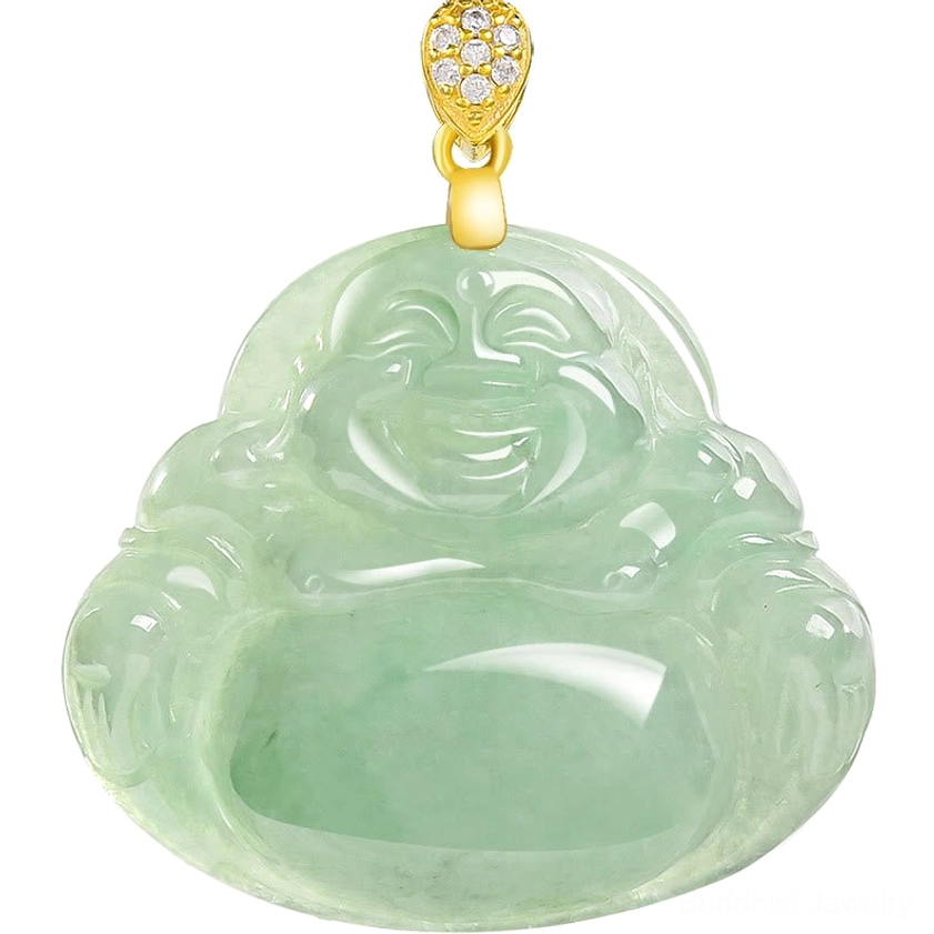 Laughing buddha jade pendant necklace premium quality handmade natural stone jewelry