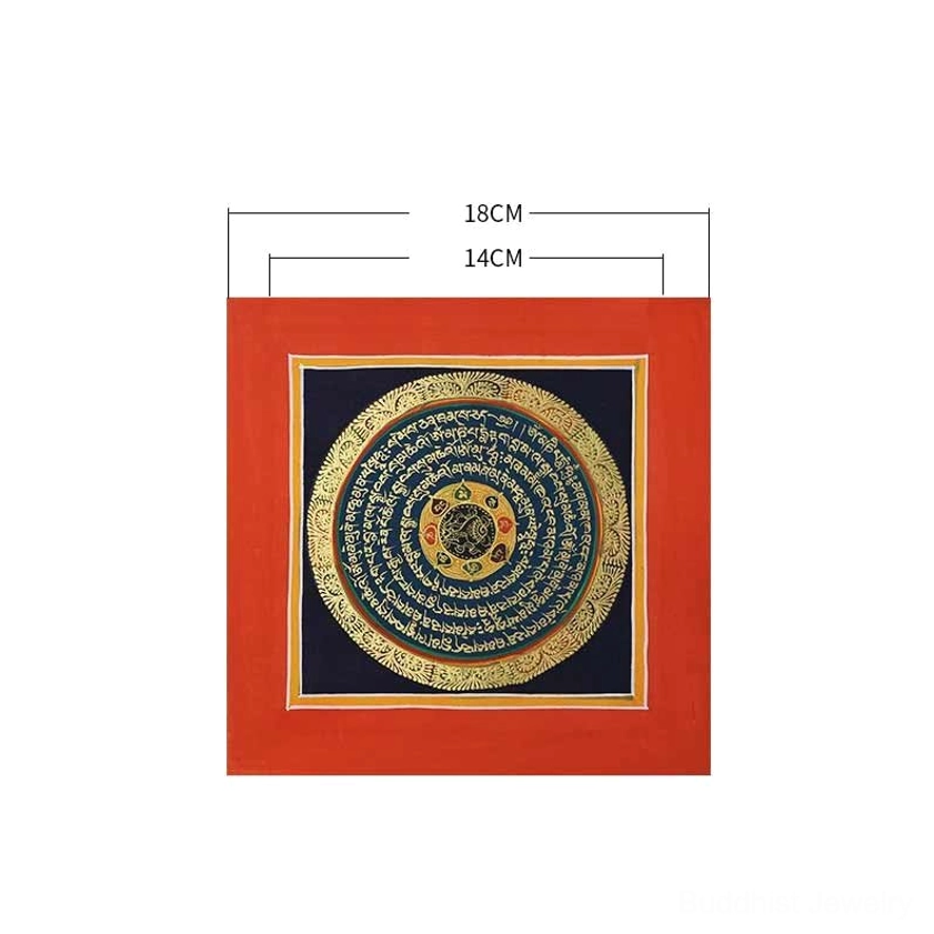 Handmade mandala thangka with intricate geometric precision and authentic Buddhist cultural significance – meditation focal point art