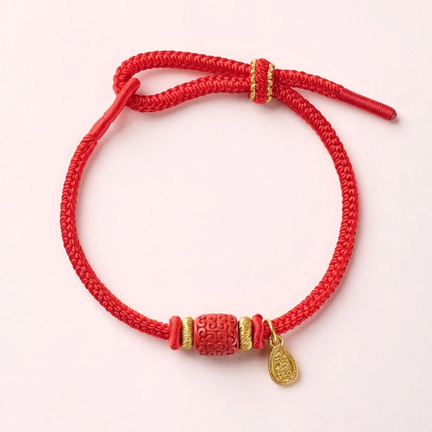 Handcrafted Om Mani Padme Hum red string bracelet artisan quality close-up detail