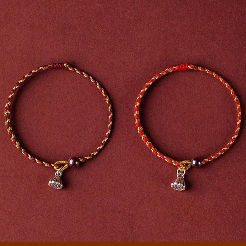 Eco-friendly handmade Buddhist string bracelet with peace and joy blessing energy