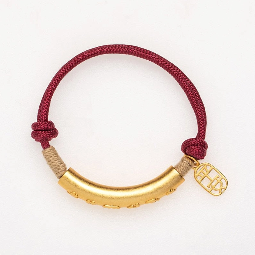 Handmade sterling silver 999 Fu character bracelet protective Buddhist charm jewelry