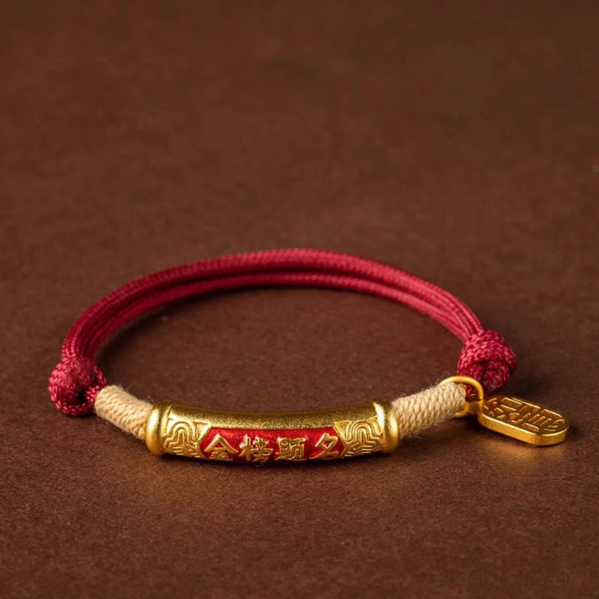Tibetan-inspired handmade braided bracelet with sterling silver charms fortune and protection