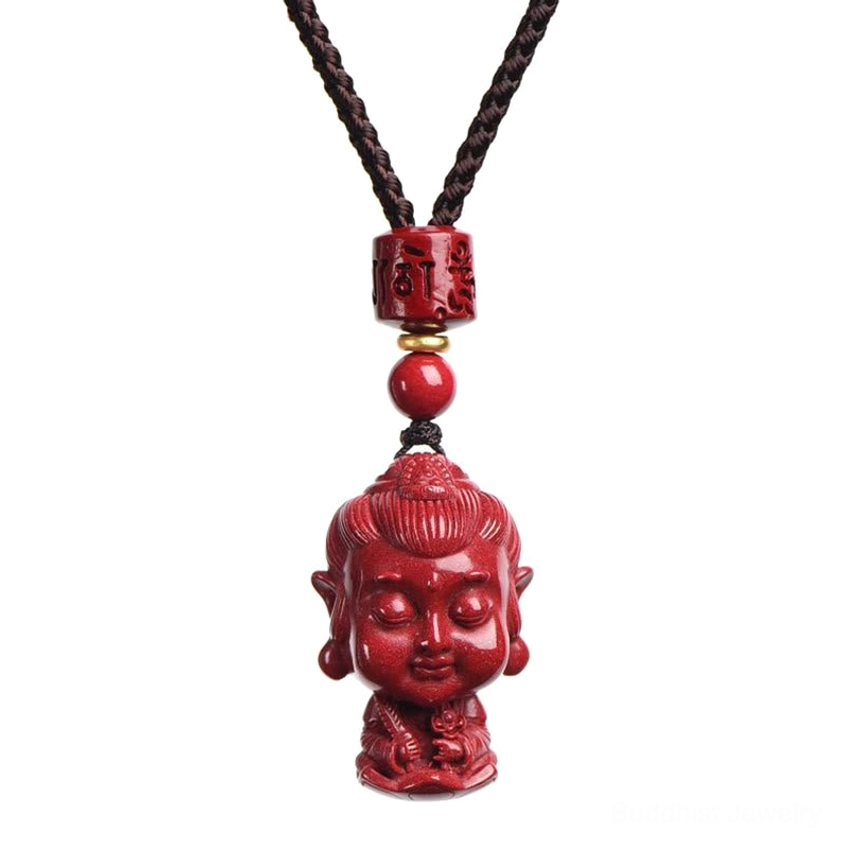 Handmade zodiac natal Buddha cinnabar pendant artisan craftsmanship detail