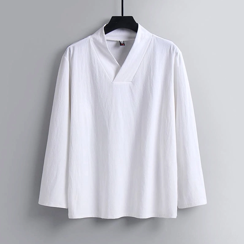 Cotton Tang suit top showing traditional workmanship and frog button details