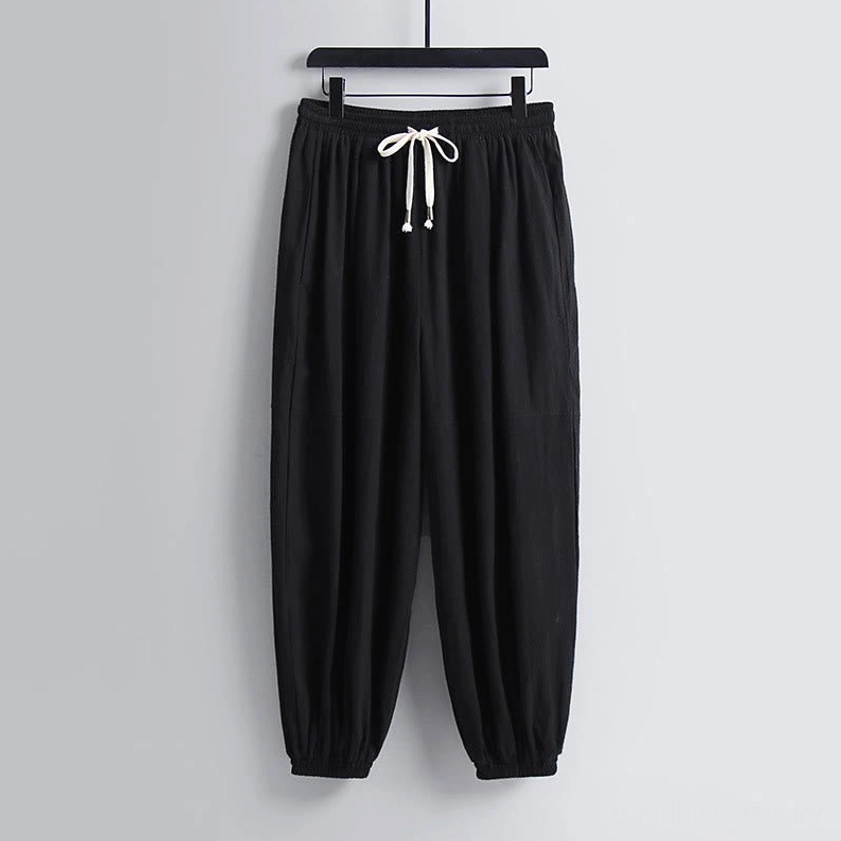Cropped harem pants tapered ankle design with elastic ankle cuffs – side detail