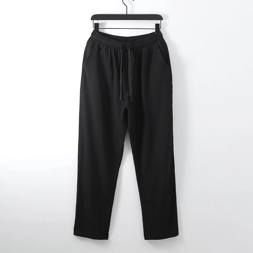 Traditional men's cross-collar Hanfu suit size label and inner collar detail