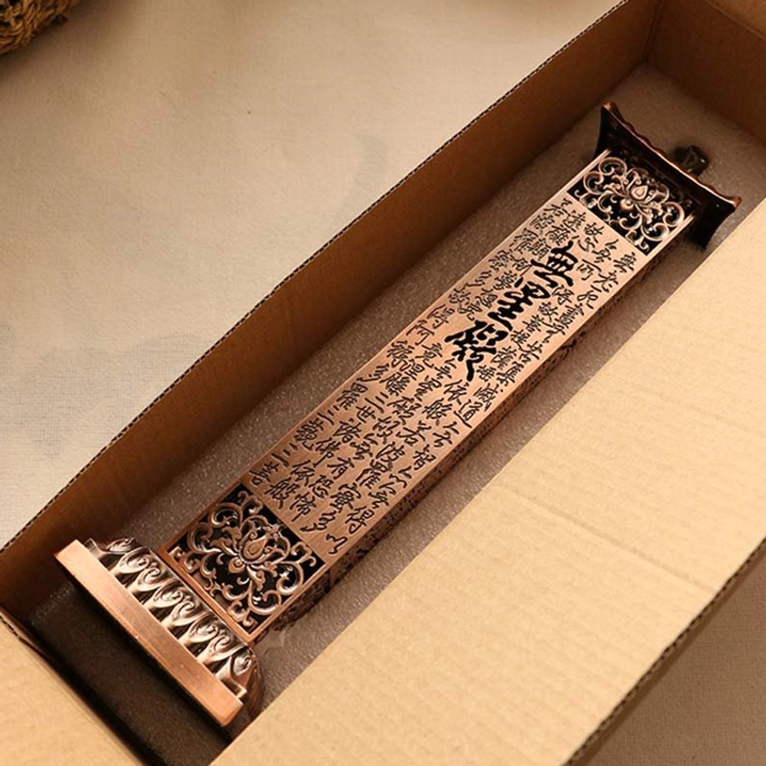 Antique bronze incense burner with Heart Sutra engravings for yoga studio and mindfulness practice