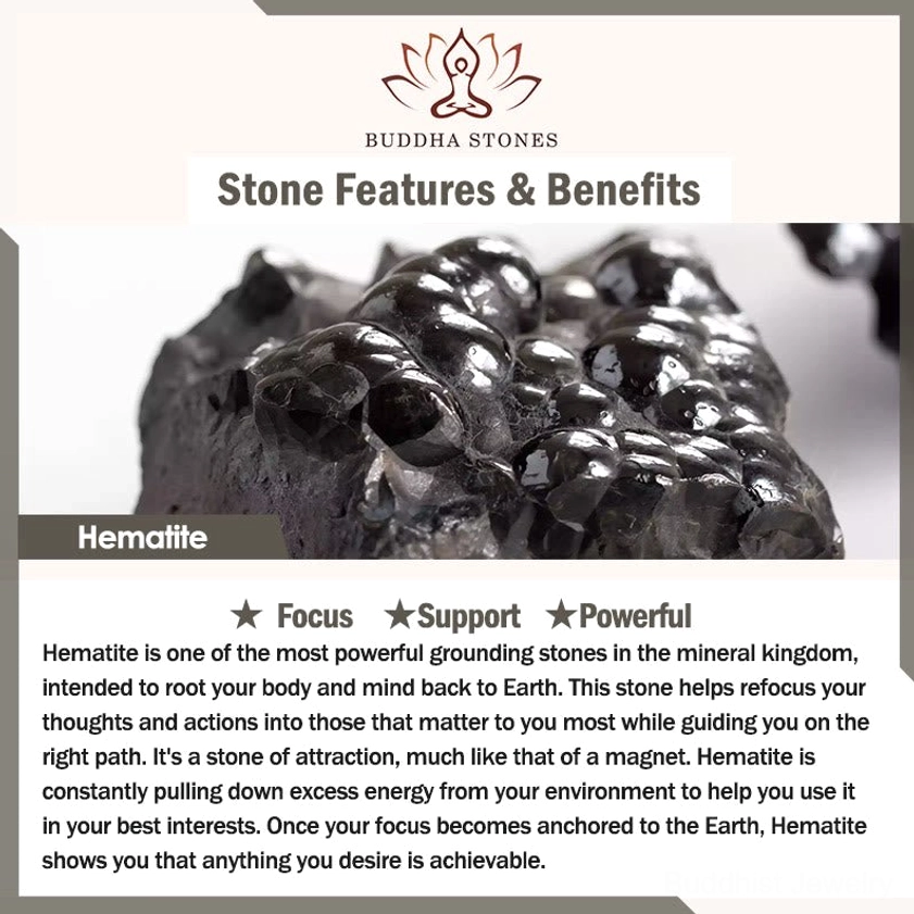Hematite stone specimens dark metallic shiny crystal grounding focus manifestation benefits