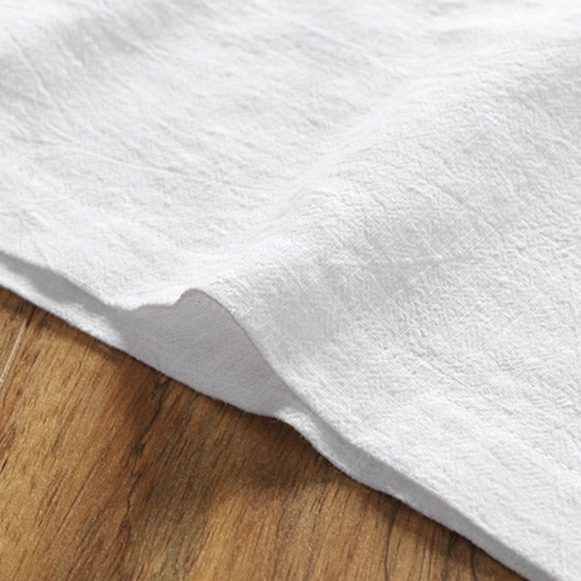 Premium crinkled woven fabric texture for comfortable meditation henley shirt