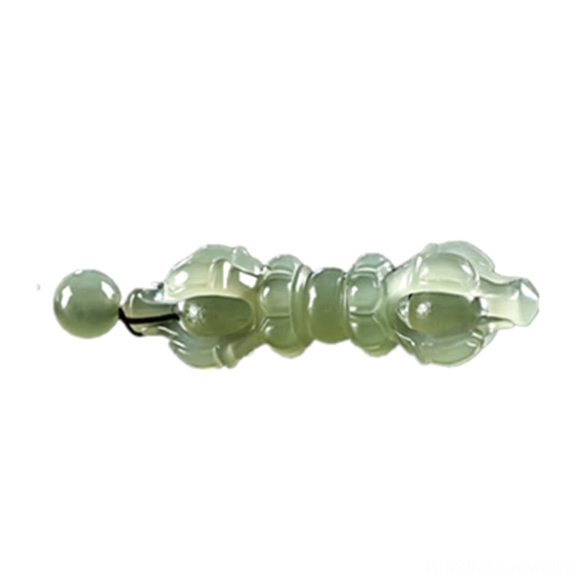 Hetian jade Dorje Vajra Buddhist pendant necklace lifestyle product shot showing spiritual symbol pendant