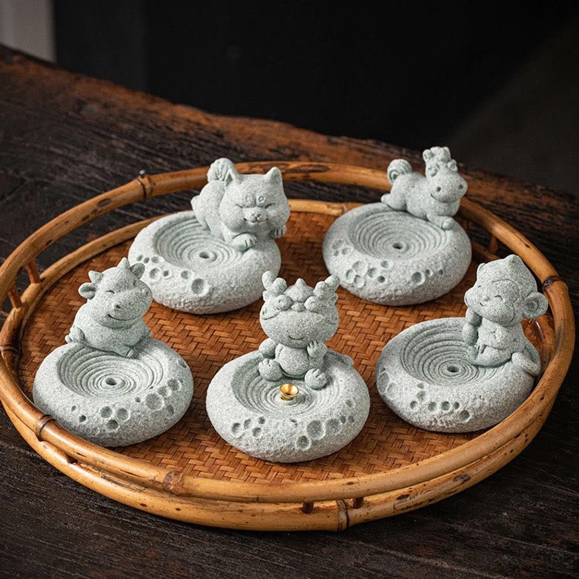 Horse zodiac incense burner front view product angle