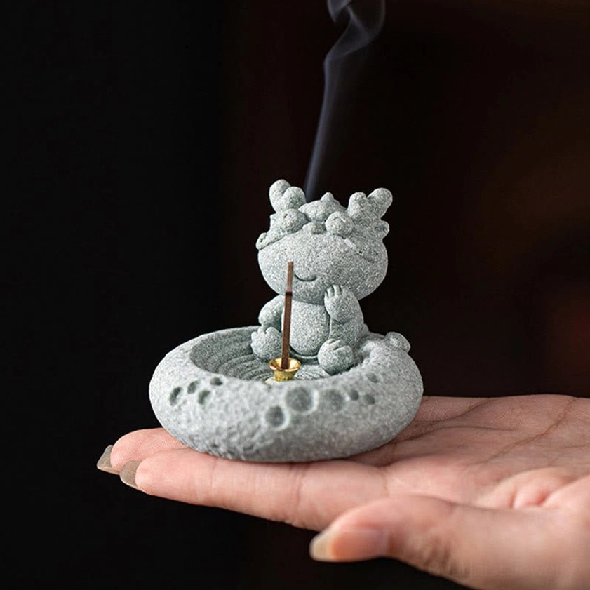 Horse zodiac incense burner handcrafted sandstone figurine