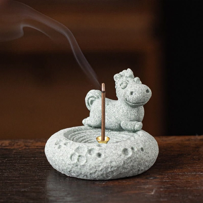 Horse zodiac incense burner side angle product view detail