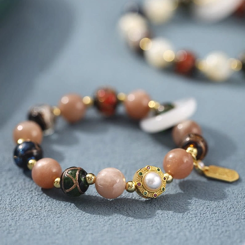 Incense ash liuli glass Buddhist bracelet showing five elements color therapy and protective spiritual properties