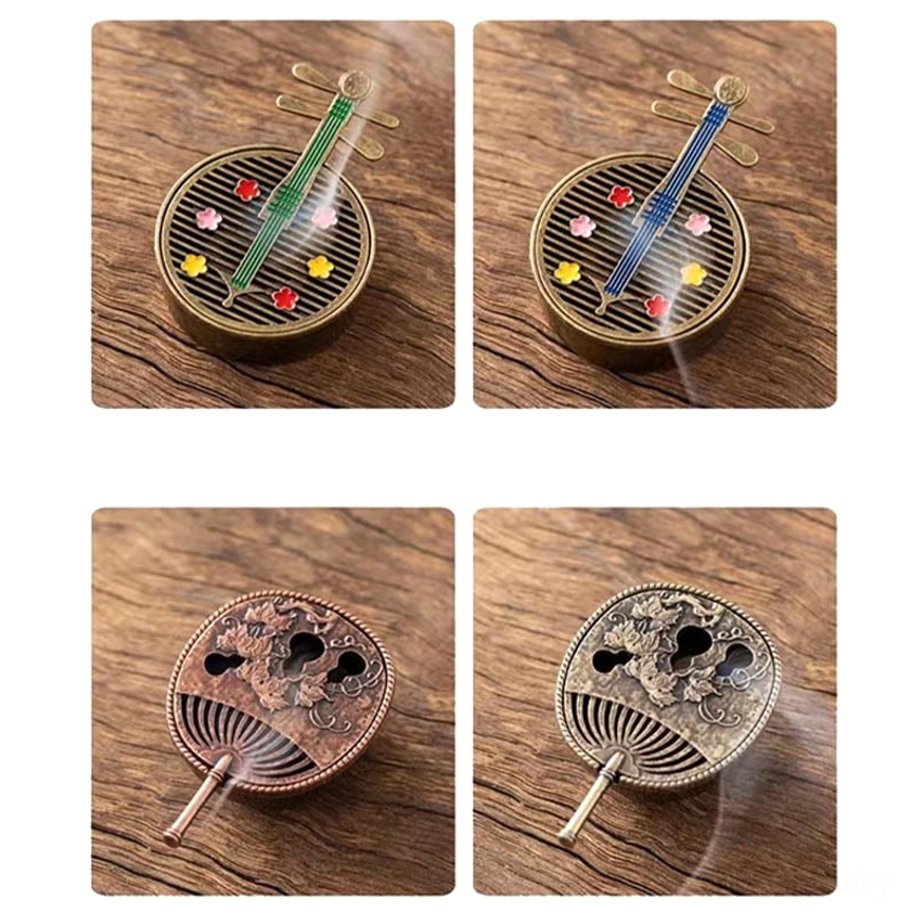 Handcrafted copper alloy incense burner size and dimension reference with included incense sticks